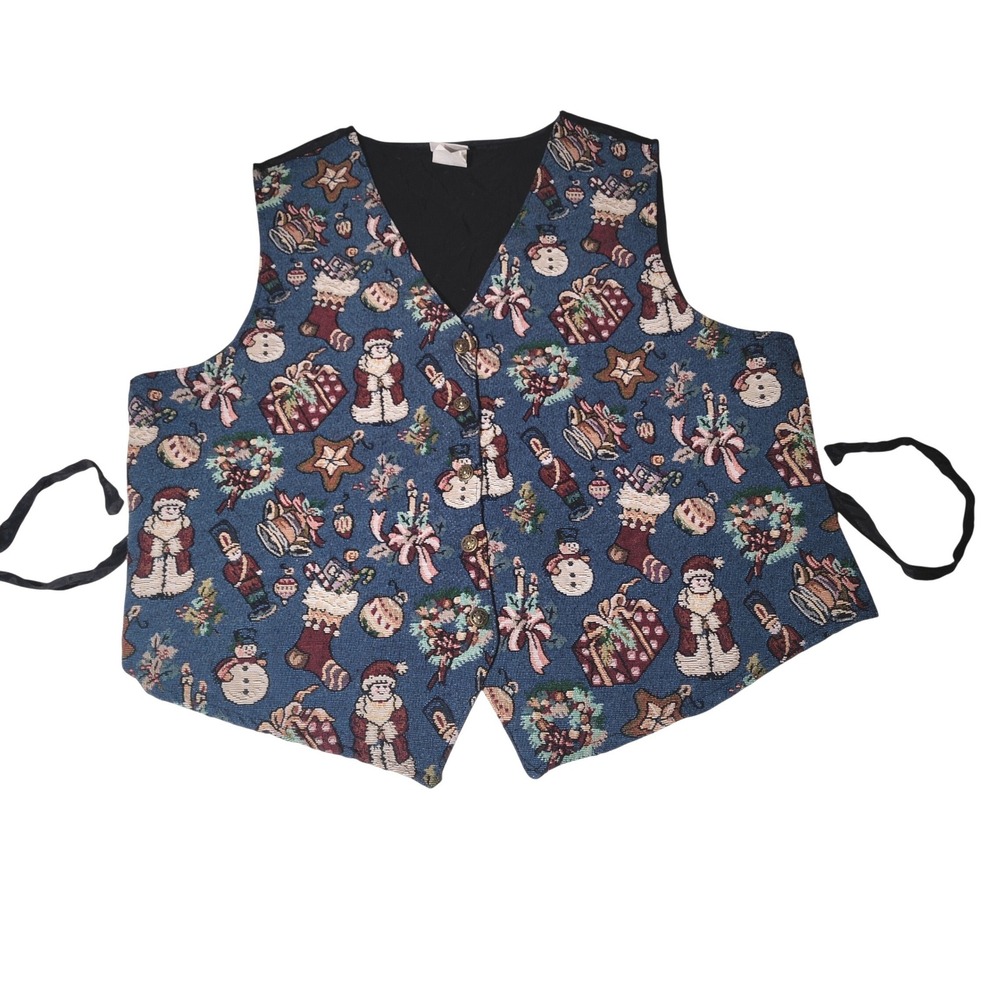 Bobbie Brooks Women's Christmas Santa Snowman Gift Vest XL Tapestry